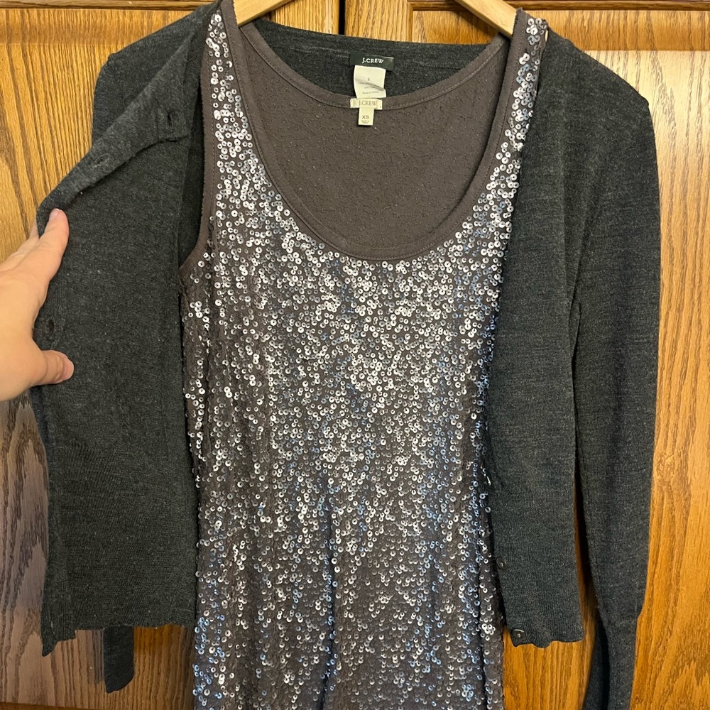 JCrew cardigan and sequined tank. - Picture 2 of 4